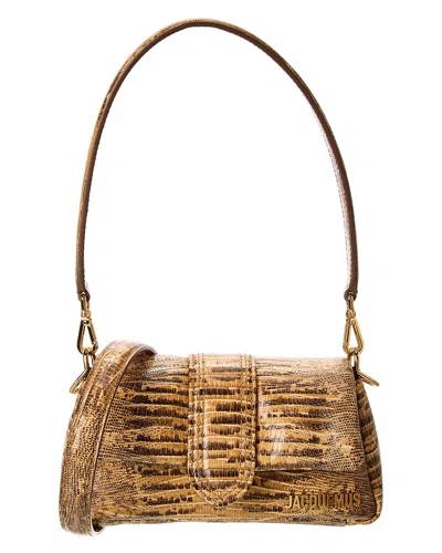 JACQUEMUS PETIT BAMBIMOU CROC-EMBOSSED LEATHER SHOULDER BAG