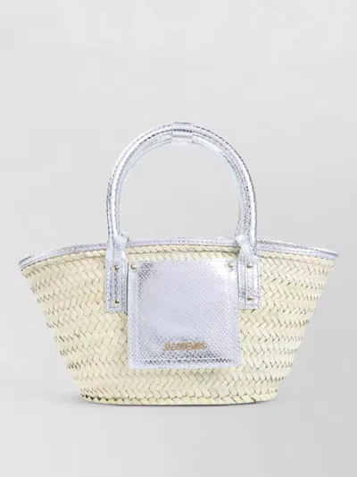 Jacquemus Petite Panier Soli Straw Beach Bag In White