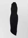 Jacquemus The Piazza Asymmetric Gathered Stretch-jersey Turtleneck Dress In Multi