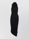 Jacquemus The Piazza Asymmetric Gathered Stretch-jersey Turtleneck Dress In Black