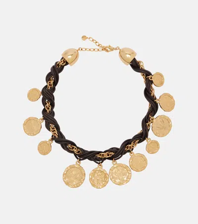Jacquemus Pièces Leather Charm Necklace In Brown