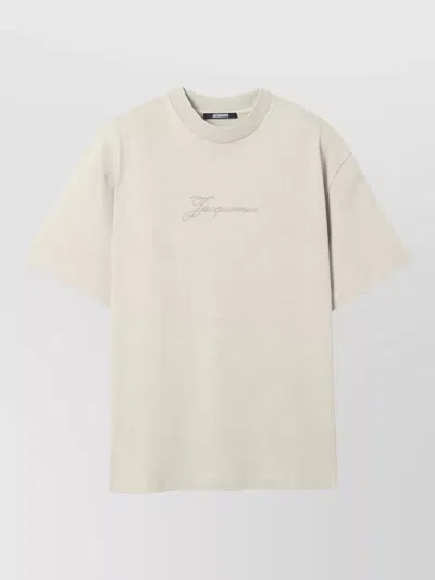 Jacquemus Pigment Cotton Three Quarter Sleeve T Shirt In White