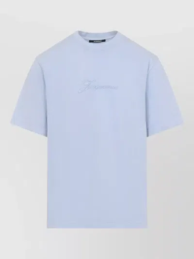 Jacquemus Pigment Crew Neck Short Sleeve T-shirt In Blue