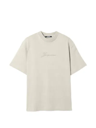 Jacquemus Pigment Cotton Three Quarter Sleeve T Shirt In White