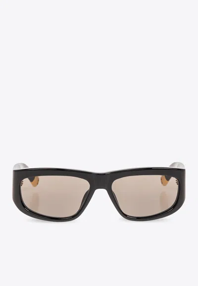 Jacquemus Pilota Square-frame Sunglasses In Gray