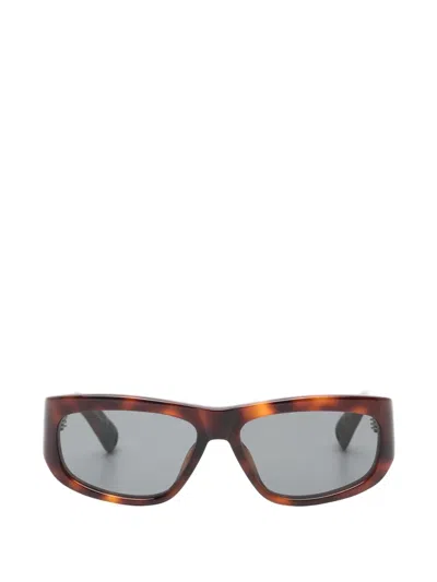 Jacquemus Pilota Tortoiseshell-effect Rectangle-frame Sunglasses In Green