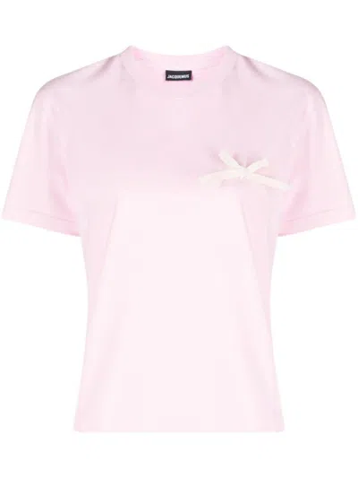 JACQUEMUS PINK BOW T-SHIRT