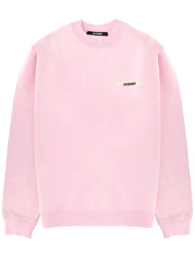 Jacquemus Soft Pink Grosgrain Logo Sweatshirt In Black