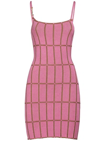 Jacquemus Pink Fitted Dress With Vertical Pattern