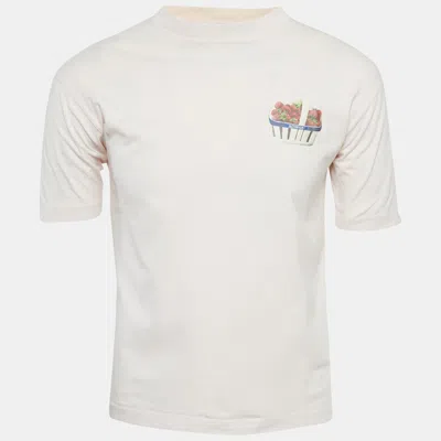 Jacquemus Pink Floral Print Jersey Crewneck T-shirt In White