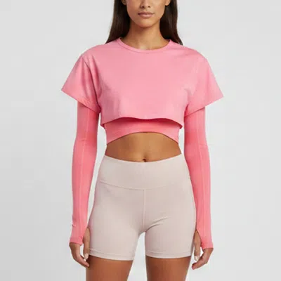 Pre-owned Jacquemus Pink Jersey Double Layered Cropped T-shirt S