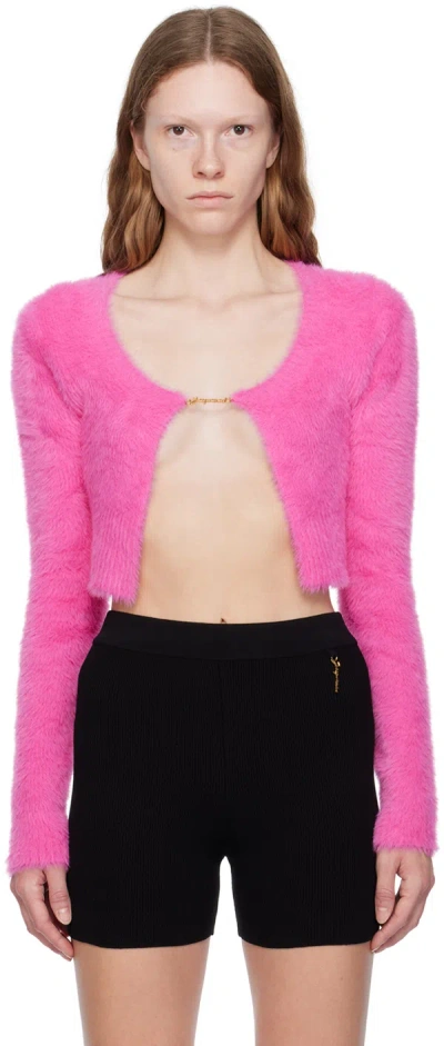 Jacquemus Pink Le Papier 'la Maille Neve Manches Longues' Cardigan In 430 Pink