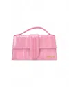Jacquemus Pink Leather Handbag With Eel Motif And Gold Accents