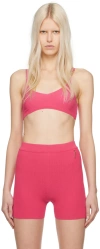 Jacquemus Pralu Cropped Embellished Ribbed-knit Top In 430 Pink