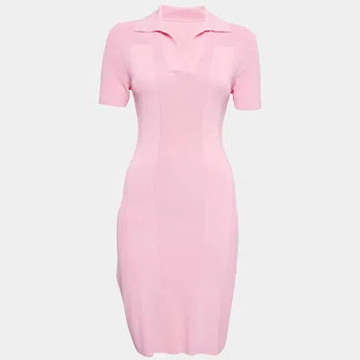 Jacquemus Pink Rib Knit Back Open Mini Dress