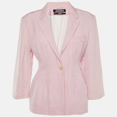 Jacquemus Pink Silk Blend Button Front Blazer