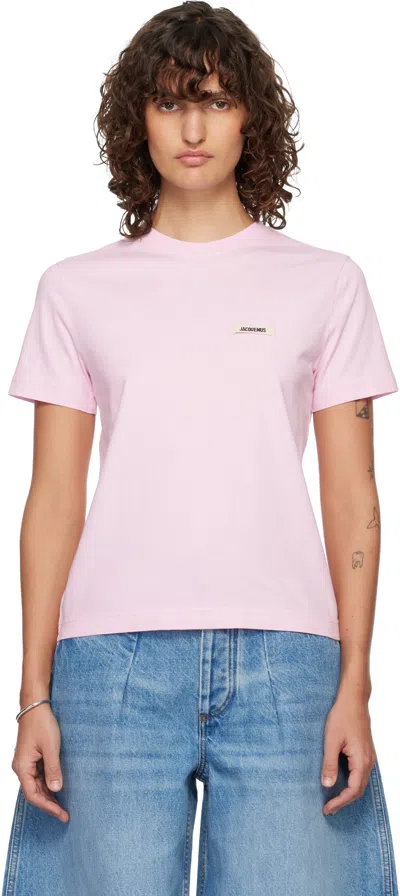 Jacquemus Le T-shirt Gros Grain Logo Cotton T-shirt In Pink