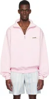 Jacquemus Zip Stand-collar Sweatshirt In Pink