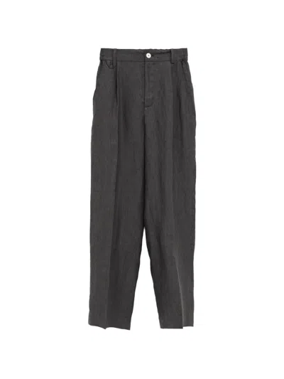 Jacquemus Pinstripe Pleated Trousers In Gray