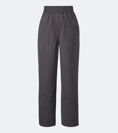 Jacquemus Pinstripe Virgin Wool Straight Pants In Gray