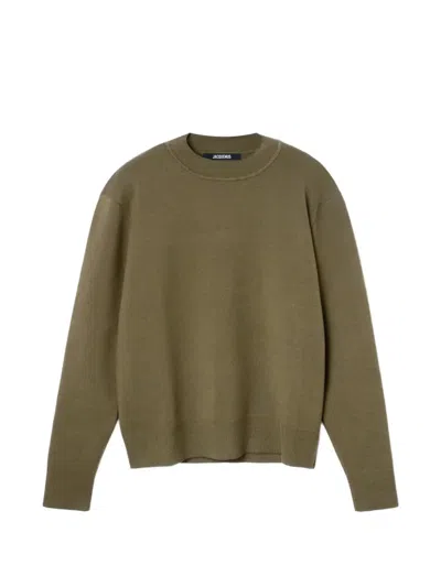 Jacquemus Piqué Logo-embroidered Sweater In Green