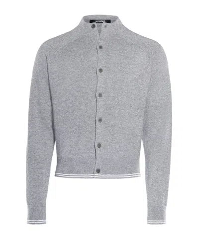 Jacquemus Pitatto Knitted Cardigan In Gray