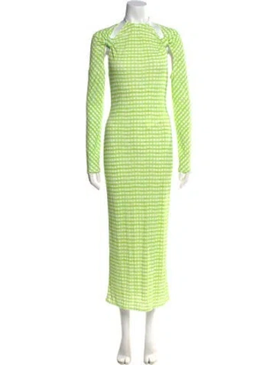 Pre-owned Jacquemus Plaid Print Long Dress In Green