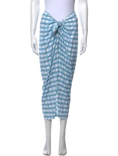 Pre-owned Jacquemus Plaid Print Long Skirt In Blue/white