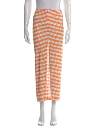 Pre-owned Jacquemus Plaid Print Long Skirt In Orange