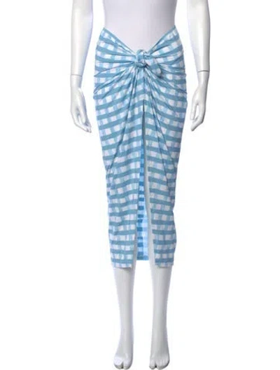 Pre-owned Jacquemus Plaid Print Midi Length Skirt In Blue/white