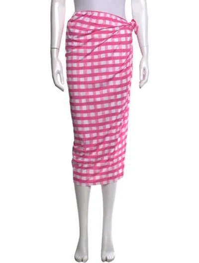 Pre-owned Jacquemus Plaid Print Midi Length Skirt In Pink