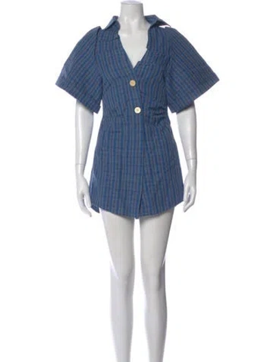Pre-owned Jacquemus Plaid Print Mini Dress In Blue