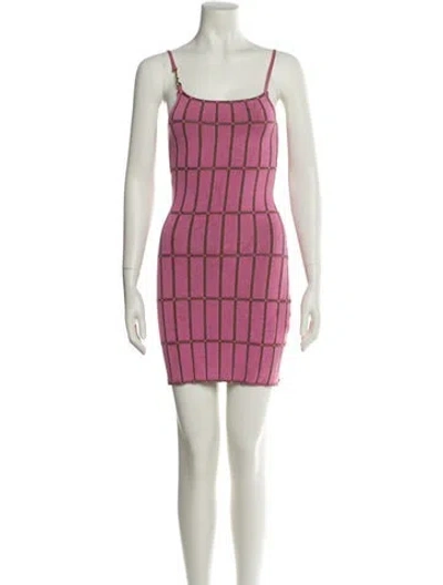 Pre-owned Jacquemus Plaid Print Mini Dress In Pink