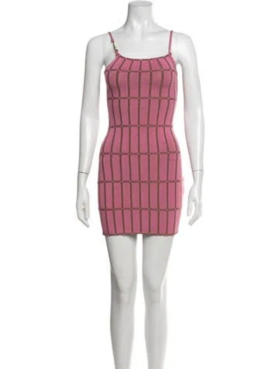 Pre-owned Jacquemus Plaid Print Mini Dress In Pink