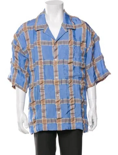 Pre-owned Jacquemus Plaid Print Short Sleeve Shirt In Blue