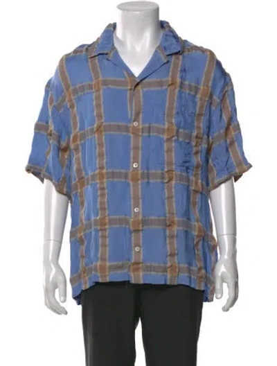 Pre-owned Jacquemus Plaid Print Short Sleeve Shirt In Blue