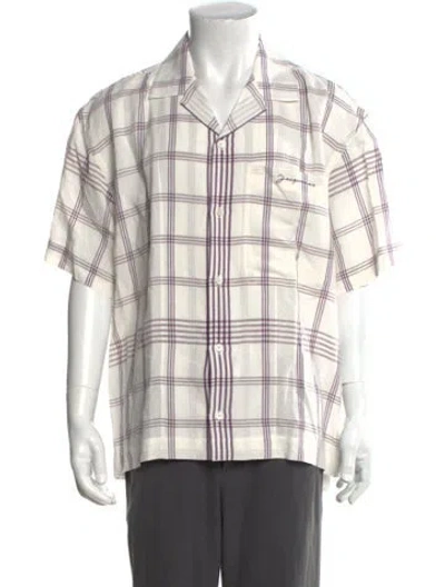 Pre-owned Jacquemus Plaid Print Short Sleeve Shirt In White