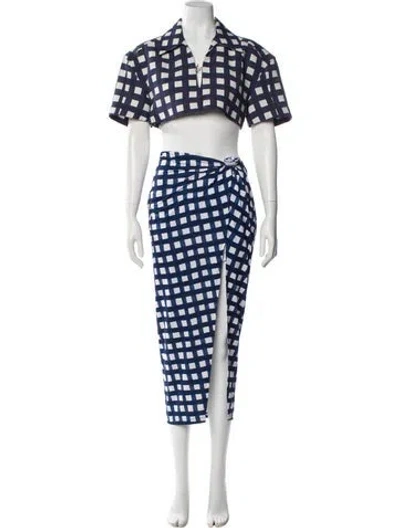 Pre-owned Jacquemus Plaid Print Skirt Set In Blue
