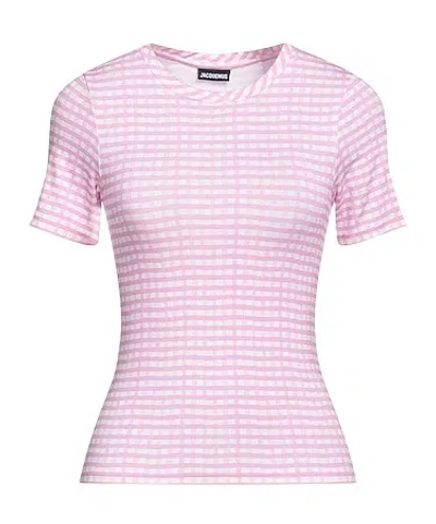 Jacquemus Plaid Print T-shirt In Pink