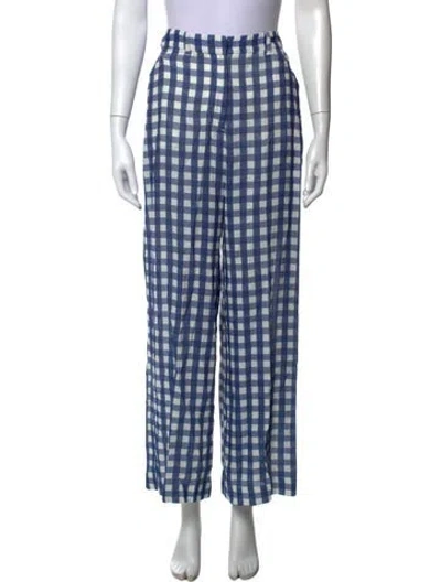 Pre-owned Jacquemus Plaid Print Wide Leg Pants In Blue/white