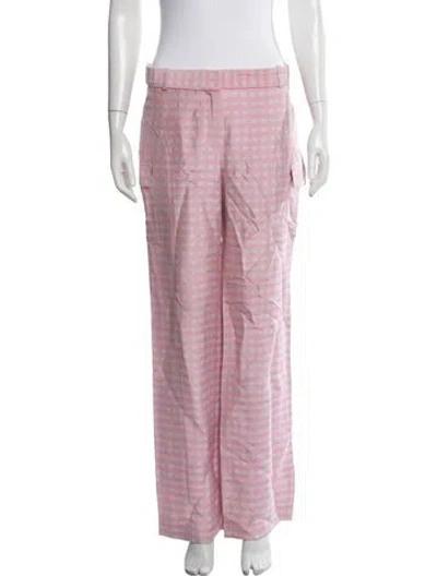 Pre-owned Jacquemus Plaid Print Wide Leg Pants In Pink