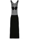 Jacquemus Backless Sheer Panel Midi Dress In Black