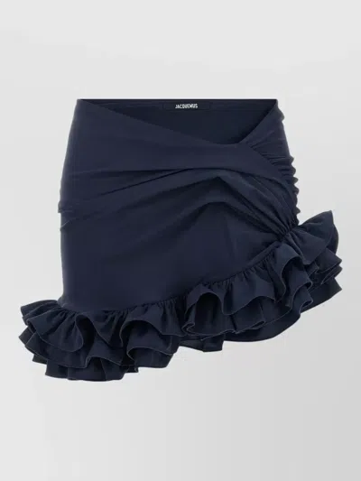 Jacquemus Playa Asymmetric High Waist Draped Skirt In Blue