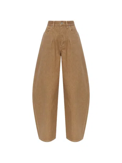 Jacquemus Pleat-detail Wide-leg Denim Jeans In Brown