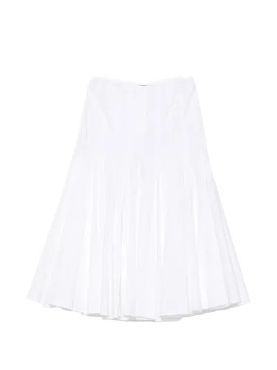 Jacquemus Pleated A-line Midi Skirt In White