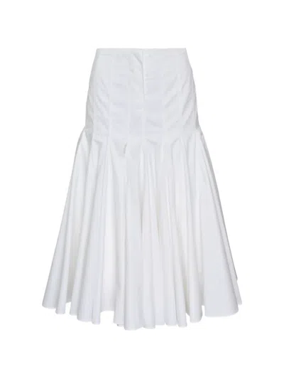 Jacquemus Pleated A-line Midi Skirt In White