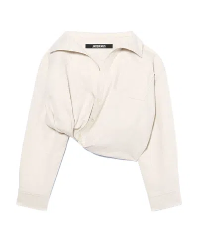 Jacquemus Pleated Asymmetrical Shirt In White