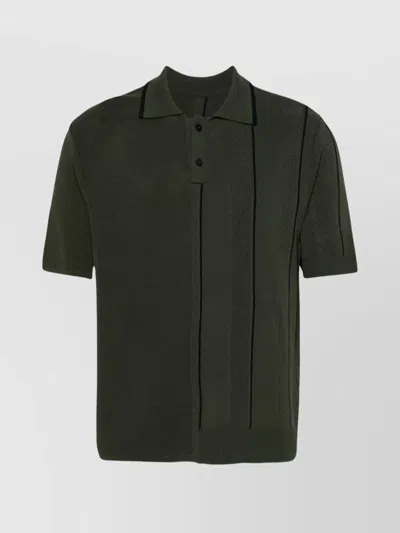 JACQUEMUS PLEATED BACK KNIT POLO SHIRT WITH PIQUÉ TRIM