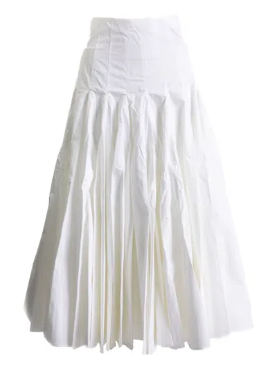 Jacquemus Pleated Cotton Midi Skirt In Gray