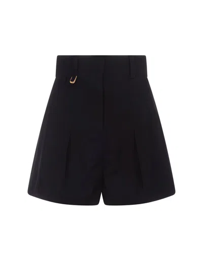 Jacquemus High Waist Shorts In Black